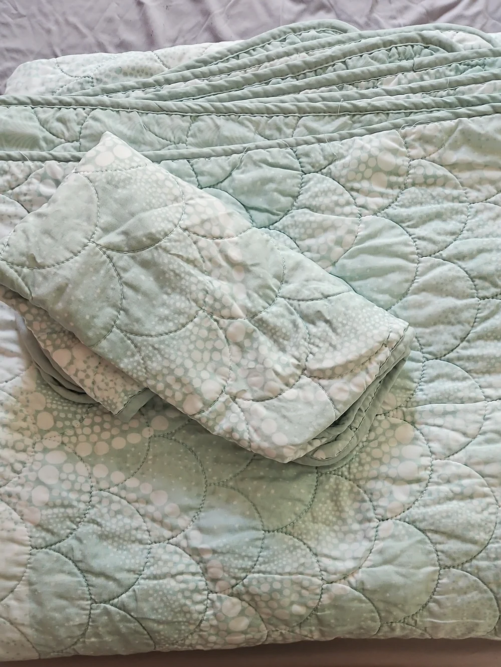 Full Light Mint Quilted Bedspread - Soft Mint Patterned Comforter
